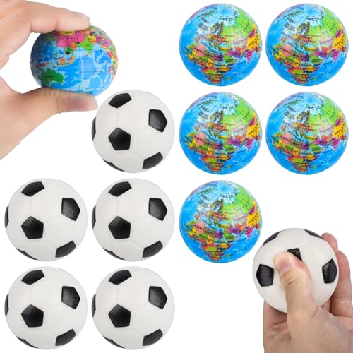 Fizdoqg 12 Stück Stressball Fussball 6cm Mini Fussball Anti Stress Bälle, 6 Fußball Stressbälle und 6 Antistressball Weltkugel für Kinder und Erwachsene, Fussball Mitgebsel Jungen Fizdoqg 12 Stück Stressball Fussball 6cm Mini Fussball Anti Stress Bälle, 6 Fußball Stressbälle und 6 Antistressball Weltkugel für Kinder und Erwachsene, Fussball Mitgebsel Jungen von Fizdoqg