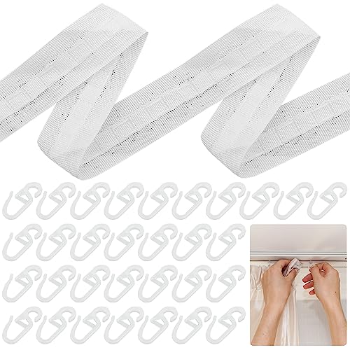 Fizdoqg Gardinenband Kräuselband 30 m x 2,5 cm Gardinenband Universalband Gardinenband zum Aufnähen Faltenband Falten for Abnehmbarer Vorhang-weiß, mit 60 Gardinenhaken Fizdoqg Gardinenband Kräuselband 30 m x 2,5 cm Gardinenband Universalband Gardinenband zum Aufnähen Faltenband Falten for Abnehmbarer Vorhang-weiß, mit 60 Gardinenhaken von Fizdoqg