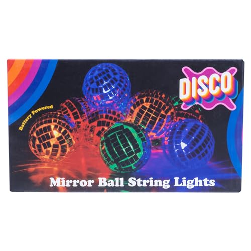 Fizz Creations Lichterkette mit Disco-Spiegelkugeln. Enthält 10 mehrfarbige LED-Mini-Spiegelkugeln an einer 170 cm langen Schnur. Batteriebetrieben. Innenwanddekoration für Partys zu Hause, Retro, Jah Fizz Creations Lichterkette mit Disco-Spiegelkugeln. Enthält 10 mehrfarbige LED-Mini-Spiegelkugeln an einer 170 cm langen Schnur. Batteriebetrieben. Innenwanddekoration für Partys zu Hause, Retro, Jah von Fizz Creations