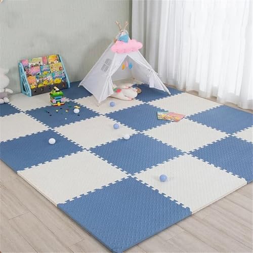 Baby-Puzzle-Boden, Kinderteppich, Schaumstoffdecke, Lernspielzeug, Spielmatte für Kinder, 30 x 1 cm, Weiß und Blau, 16 Stück Baby-Puzzle-Boden, Kinderteppich, Schaumstoffdecke, Lernspielzeug, Spielmatte für Kinder, 30 x 1 cm, Weiß und Blau, 16 Stück von Fjnbbiot