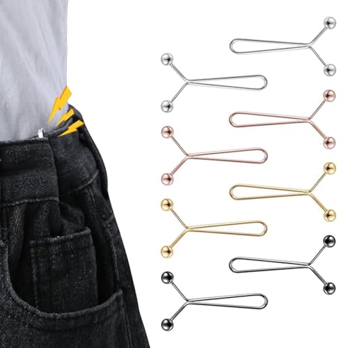 Fjquamitix 12/24 Stück Hosen Taillenspanner, Hosenbund Enger Machen, Hosen Taillenspanner, kein Nähen Jean Knopfnadeln Knöpfe, für Jeans Kein Nähen Jean Rock T Shirts (12) von Fjquamitix