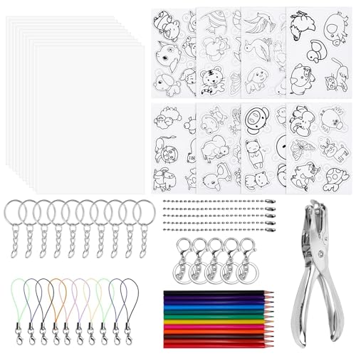 Fjquamitix 66 Stück Schrumpffolien-Set, Schrumpffolie zum Basteln mit 10 Blanko-Schrumpffolie, Schlüsselanhänger-Zubehör, Buntstifte, Locher, Schrumpffolien-Set für Kinder, DIY Handwerk Dekorationen Fjquamitix 66 Stück Schrumpffolien-Set, Schrumpffolie zum Basteln mit 10 Blanko-Schrumpffolie, Schlüsselanhänger-Zubehör, Buntstifte, Locher, Schrumpffolien-Set für Kinder, DIY Handwerk Dekorationen von Fjquamitix