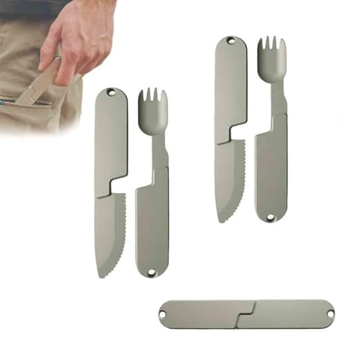 FkYstrix 2 in 1 Campingplätze Essen Utensilien Set,Abnehmbar Messer Besteck,Tragbar Wiederverwendbar Kochen Gabel Löffel Werkzeug für im Freien Reisen Angeln Mittagessen Wandern, 2PCS FkYstrix 2 in 1 Campingplätze Essen Utensilien Set,Abnehmbar Messer Besteck,Tragbar Wiederverwendbar Kochen Gabel Löffel Werkzeug für im Freien Reisen Angeln Mittagessen Wandern, 2PCS von FkYstrix