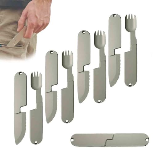 FkYstrix 2 in 1 Campingplätze Essen Utensilien Set,Abnehmbar Messer Besteck,Tragbar Wiederverwendbar Kochen Gabel Löffel Werkzeug für im Freien Reisen Angeln Mittagessen Wandern, 4PCS FkYstrix 2 in 1 Campingplätze Essen Utensilien Set,Abnehmbar Messer Besteck,Tragbar Wiederverwendbar Kochen Gabel Löffel Werkzeug für im Freien Reisen Angeln Mittagessen Wandern, 4PCS von FkYstrix