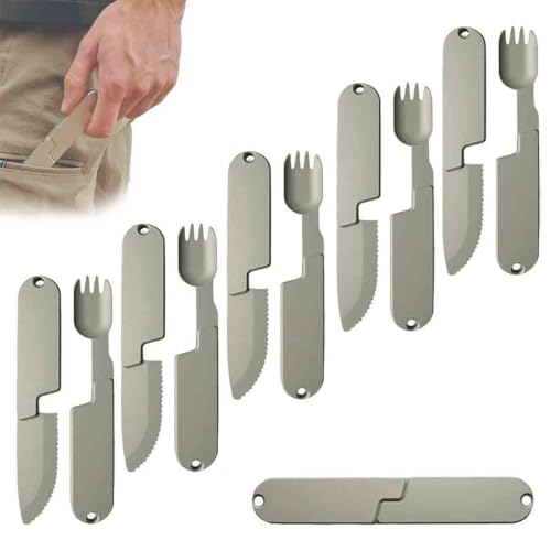FkYstrix 2 in 1 Campingplätze Essen Utensilien Set,Abnehmbar Messer Besteck,Tragbar Wiederverwendbar Kochen Gabel Löffel Werkzeug für im Freien Reisen Angeln Mittagessen Wandern, 5PCS FkYstrix 2 in 1 Campingplätze Essen Utensilien Set,Abnehmbar Messer Besteck,Tragbar Wiederverwendbar Kochen Gabel Löffel Werkzeug für im Freien Reisen Angeln Mittagessen Wandern, 5PCS von FkYstrix