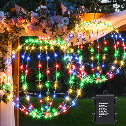 Flacchi 2 Hängekugelleuchten für den Außenbereich – 2 Größen, batteriebetriebene Weihnachts-Gartenlaternen, wasserdichte Kugel-Lichterketten mit 8 Beleuchtungsmodi, Timer- und Memory-Funktion (Bunt) Flacchi 2 Hängekugelleuchten für den Außenbereich – 2 Größen, batteriebetriebene Weihnachts-Gartenlaternen, wasserdichte Kugel-Lichterketten mit 8 Beleuchtungsmodi, Timer- und Memory-Funktion (Bunt) von Flacchi