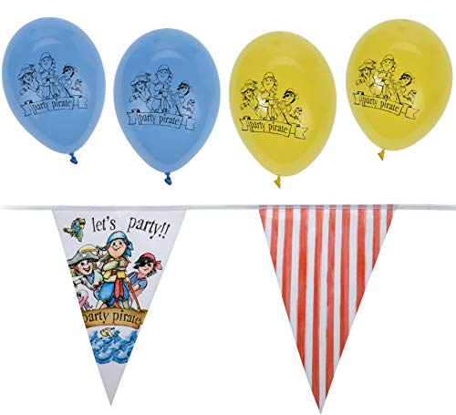 Wimpelkette / Flaggenleine / Girlande mit Ballons für Kinder Geburtstag Party Feier (Piraten) von Flag Garland