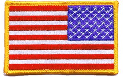 Package of 25 'USA Flag (reversed)' iron-on embroidered patches by Flag It von Flag It