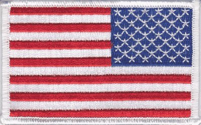 USA reversed flag (white border) iron-on embroidered patch by Flag It von Flag It