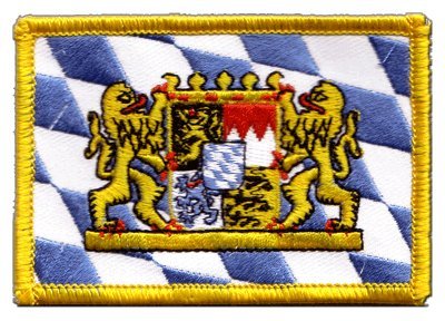 Aufnäher Patch Flagge Deutschland Bayern mit Löwe - 8 x 6 cm von Flaggenfritze