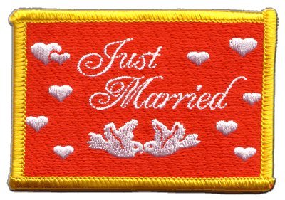 Aufnäher Patch Flagge Just Married - 8 x 6 cm von Flaggenfritze