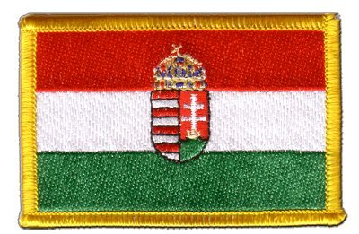 Aufnäher Patch Flagge Ungarn mit Wappen - 8 x 6 cm von Flaggenfritze