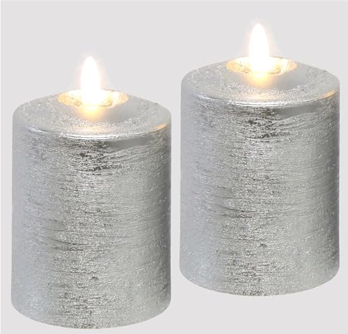 Flair Flower LED Kerzen 2er Set Warmweiß Echtwachs Silber 10x7,5 cm Dekoration Stumpenkerze Adventskranz Flair Flower LED Kerzen 2er Set Warmweiß Echtwachs Silber 10x7,5 cm Dekoration Stumpenkerze Adventskranz von Flair Flower