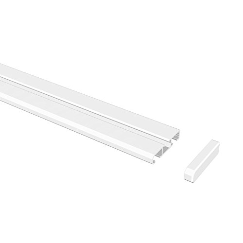 Flairdeco Vorhangschiene 1-/2-läufig Wendeprofil, Aluminium, Weiß, 160 cm von Flairdeco