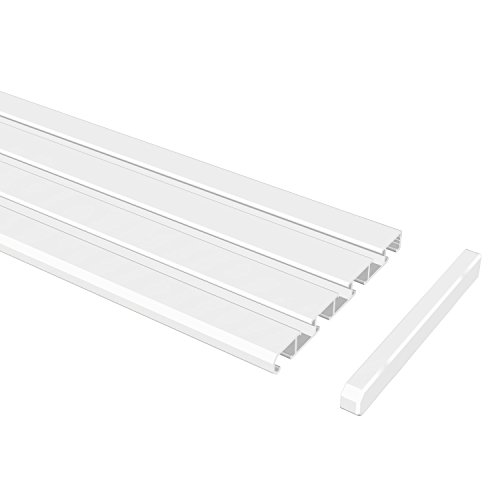 Flairdeco Vorhangschiene 3-/4-läufig Wendeprofil, Aluminium, Weiß, 200 cm (geteilt in 2x100 cm) von Flairdeco