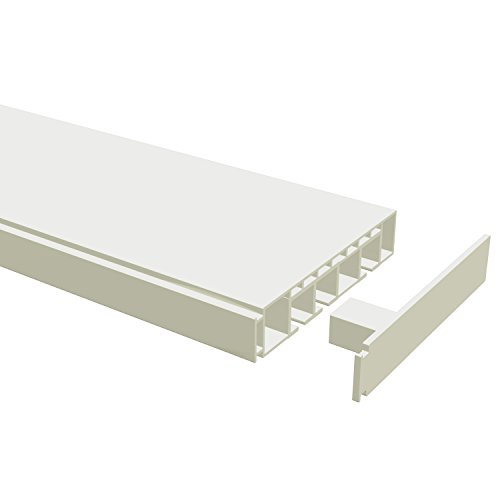 Flairdeco Vorhangschiene 3-läufig Hohlkammerprofil, Plastik, Weiß, 150 cm von Flairdeco
