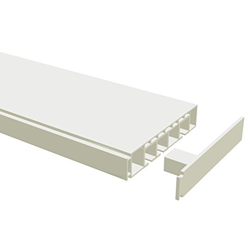 Flairdeco Vorhangschiene 3-läufig Hohlkammerprofil, Plastik, Weiß, 300 cm (geteilt in 2x150 cm) von Flairdeco