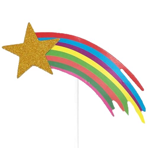 Flairs New York Happy Birthday Dekorationen Cake Toppers Party Requisiten (1 Stück Cake Topper, Regenbogen Sternschnuppe) von Flairs New York