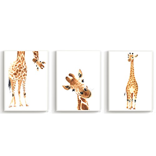 Flanacom Wandposter 3-er Set für Kinderzimmer & Babyzimmer - Süße Kinder-Poster Deko Mädchen Jungen - Wandbild Wanddruck (DIN A4 3er-Set) (Giraffen) von Flanacom