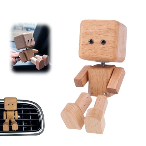 Schüttelmann Holz Wackelfigur Auto, Handgefertigter Schüttelman Armaturenbrett Figur mit Schüttelnden Beinen, Auto Zubehör Innenraum Lustig Holzfigur mit Wackelbeinen für Armaturenbrett Deko (A) von Flanliy