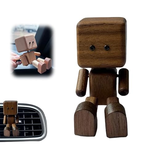 Schüttelmann Holz Wackelfigur Auto, Handgefertigter Schüttelman Armaturenbrett Figur mit Schüttelnden Beinen, Auto Zubehör Innenraum Lustig Holzfigur mit Wackelbeinen für Armaturenbrett Deko (B) von Flanliy