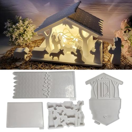 Silikonformen Gießformen Weihnachten, Silikonform Weihnachten Krippe Haus, 3D Weihnachtskrippe Haus Gießformen Silikon, 4er Set Silikon Gießform Weihnachten für DIY Weihnachtsdeko Krippe Handwerk (G) Silikonformen Gießformen Weihnachten, Silikonform Weihnachten Krippe Haus, 3D Weihnachtskrippe Haus Gießformen Silikon, 4er Set Silikon Gießform Weihnachten für DIY Weihnachtsdeko Krippe Handwerk (G) von Flanliy
