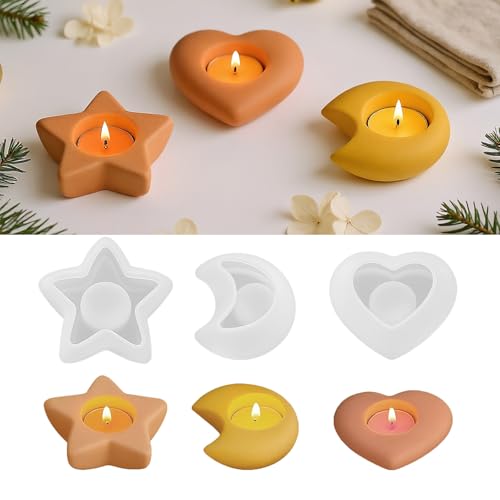 Silikonformen Gießformen Weihnachten, Silikonform Weihnachten Teelichthalter, Gießformen Silikon Weihnachten, 3er Set Stern Mond Herz Silikonform Kerzenhalter für DIY Weihnachtsdeko Teelichthalter (F) Silikonformen Gießformen Weihnachten, Silikonform Weihnachten Teelichthalter, Gießformen Silikon Weihnachten, 3er Set Stern Mond Herz Silikonform Kerzenhalter für DIY Weihnachtsdeko Teelichthalter (F) von Flanliy