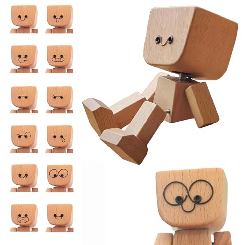 Wackelfigur Auto Holzfiguren, Auto Zubehör Innenraum, Handgefertigter Holzfigur mit Schüttelnden Beine, Lustig Wackelfigur Auto Holz mit 12 Austauschbare Ausdrücken für Armaturenbrett Dekoration (A) Wackelfigur Auto Holzfiguren, Auto Zubehör Innenraum, Handgefertigter Holzfigur mit Schüttelnden Beine, Lustig Wackelfigur Auto Holz mit 12 Austauschbare Ausdrücken für Armaturenbrett Dekoration (A) von Flanliy