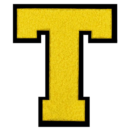 15,2 cm große Buchstaben zum Aufbügeln auf Chenille, Buchstabenaufnäher für Kleidung, Briefmann, Jacken, Hoodies/Hemden/Jeans, 15,2 cm, Gelb von FlashMind