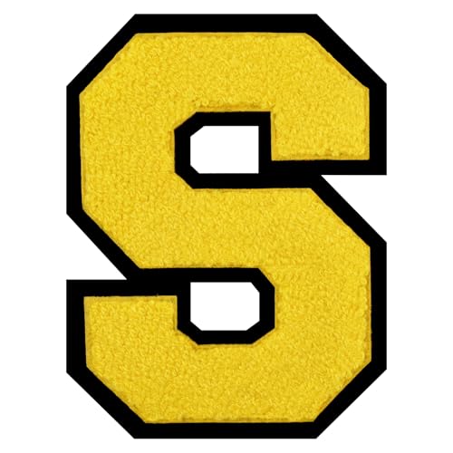 15,2 cm große Buchstaben zum Aufbügeln auf Chenille, Buchstabenaufnäher für Kleidung, Briefmann, Jacken, Hoodies/Hemden/Jeans, Größe S von FlashMind