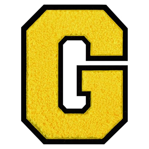 15,2 cm große Varsity-Buchstaben-Flicken zum Aufbügeln auf Chenille, Buchstaben-Flicken für Kleidung, Letterman, Jacken, Hoodies, Hemden, Jeans, G von FlashMind