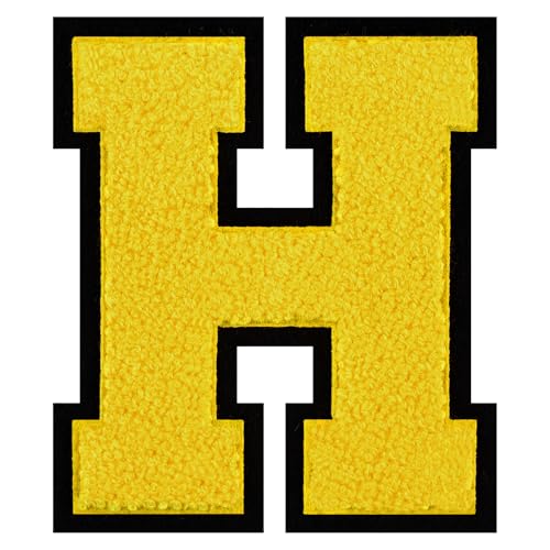 15,2 cm große Varsity-Buchstaben-Flicken zum Aufbügeln auf Chenille, Buchstabenaufnäher für Kleidung, Briefmann, Jacken, Hoodies/Hemden/Jeans, H von FlashMind