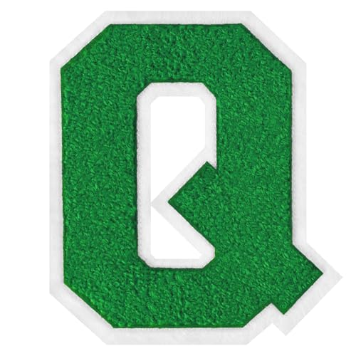 15,2 cm große Varsity-Buchstaben-Flicken zum Aufbügeln auf Chenille, Buchstabenaufnäher für Kleidung, Letterman, Jacken, Hoodies, Hemden, Jeans, Q von FlashMind