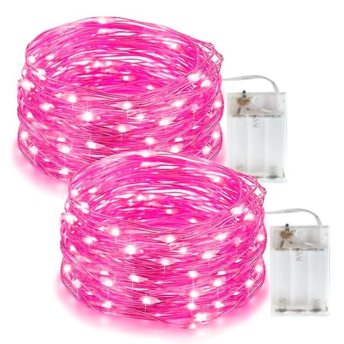 Flaspar 2 Stück Lichterkette Draht, 5m 50LEDs Lichterketten Batteriebetrieben, Klein Innen Lichterkette für Weihnachten, Schlafzimmer, Party, Hochzeit, Baumdekoration, Rosa Lichter Flaspar 2 Stück Lichterkette Draht, 5m 50LEDs Lichterketten Batteriebetrieben, Klein Innen Lichterkette für Weihnachten, Schlafzimmer, Party, Hochzeit, Baumdekoration, Rosa Lichter von Flaspar