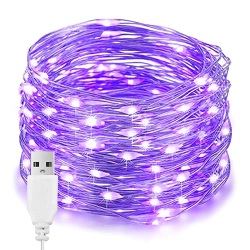 Halloween LED Lichterkette, 10M 100LED Kupferdraht Lichterkette, USB-betriebene, IP65 Wasserdichte für DIY, Hochzeit, Party, Schlafzimmer, Terrasse, Weihnachten(Lila) von Flaspar