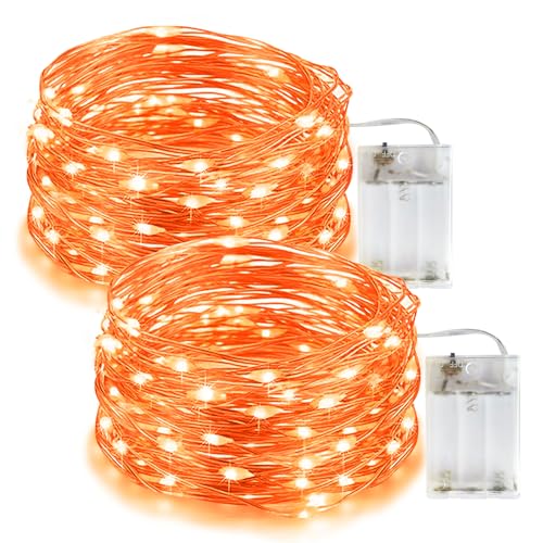 LED Lichterkette Batterie Orange, 5M 50LED Lichterkette Outdoor Batterie, IP65 Silberfaden Wasserdicht, Für Halloween, Herbst, Erntedankfest, Weihnachten, Party, Innen Flasche Deko, 2 Stück LED Lichterkette Batterie Orange, 5M 50LED Lichterkette Outdoor Batterie, IP65 Silberfaden Wasserdicht, Für Halloween, Herbst, Erntedankfest, Weihnachten, Party, Innen Flasche Deko, 2 Stück von Flaspar