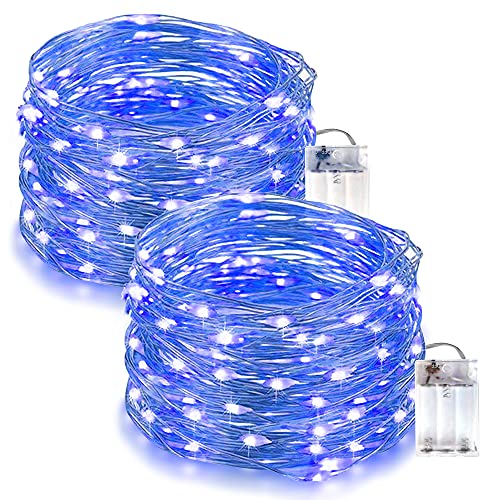 LED Lichterkette Blau, 5M 50 LEDS Silberfaden Lichterkette Außen, IP65 Wasserdicht Lichterkette, 3AA Batteriebetrieben, für Innen außen Weihnachtsdekorationen, Geschenk Deko, Hochzeit, 2 Stück. LED Lichterkette Blau, 5M 50 LEDS Silberfaden Lichterkette Außen, IP65 Wasserdicht Lichterkette, 3AA Batteriebetrieben, für Innen außen Weihnachtsdekorationen, Geschenk Deko, Hochzeit, 2 Stück. von Flaspar