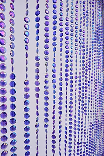 FlavorThings 34 Stände blau schillernde Kristallperlen-Vorhang für Tür, Raumteiler, Party, Hochzeit, Kinderzimmer, Dekoration, Diamantschliff-Perlenvorhang (schillerndes Blau, 90 x 180 cm) von FlavorThings