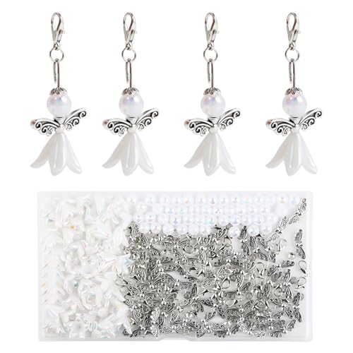 50 Sets Engel Anhänger-Schutzengel Anhänger Set Schlüsselanhänger Selber Machen handgemacht DIY Hochzeit Taufe handgemachte Zubehör Schutzengel Set (Weiß) von Flearitzo