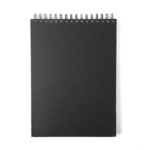 A4 Skizzenbuch - 120 Seiten starkes Zeichenpapier spiralgebundenes 160 g/m² Hardcover Zeichenbuch geeignet für Skizzen Illustrationen Porträts (Schwarz) von Flearitzo