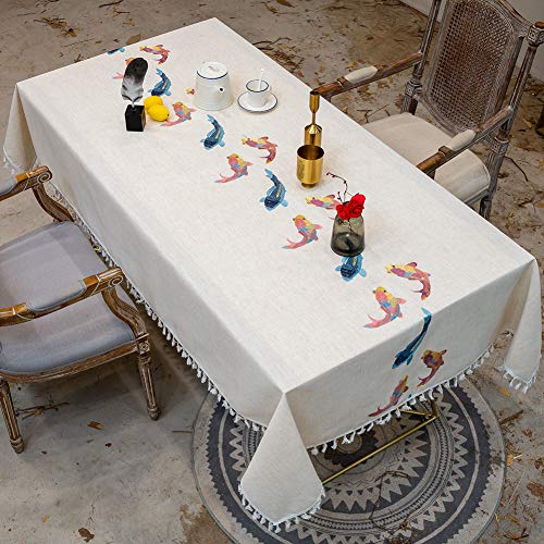 Tischdecke 115x175cm, Wasserdicht, Baumwolle Leinen Tischdecke, Schmutzabweisend Fleckschutz, für Home Esszimmer Küche - Cremeweiß von Flei