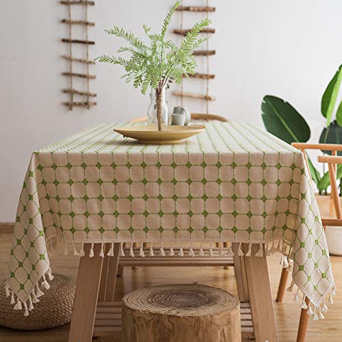 Tischdecke 60x75cm, Stoff Tischwäsche, Waschbare Anti Falten Hitzebeständig Feuchtigkeitsbeständig, Party,Urlaub,Abendessen - Gitter von Flei
