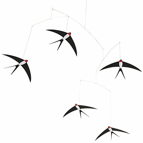 Flensted 024B Flying Swallows 5 Mobile, Stahl, Mehrfarbig, 53x70cm von Flensted Mobiles