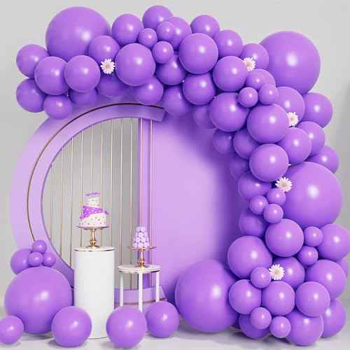 Geburtstagsdeko 107 Stück, Luftballons Geburtstag Macaron Lila Girlande, Größen 18 12 10 5 Zoll Ballons Festival Party Deko, Latex Ballongirlande Deko, Hochzeit Ballonbogen, Baby Shower Deko von Fletorin