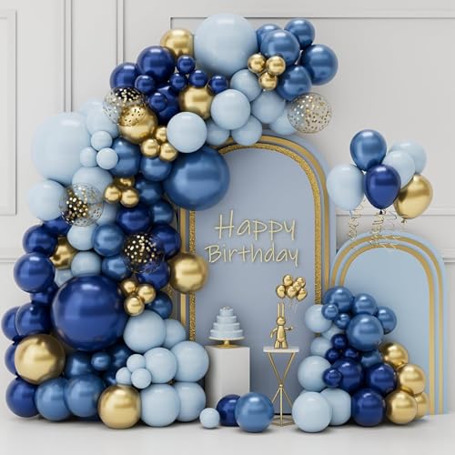 Geburtstagsdeko 108 Stück, Luftballons Geburtstag Blau Gold Girlande, Größen 18 12 10 5 Zoll Ballons Festival Party Deko, Latex Ballongirlande Deko, Hochzeit Ballonbogen, Baby Shower Deko Geburtstagsdeko 108 Stück, Luftballons Geburtstag Blau Gold Girlande, Größen 18 12 10 5 Zoll Ballons Festival Party Deko, Latex Ballongirlande Deko, Hochzeit Ballonbogen, Baby Shower Deko von Fletorin
