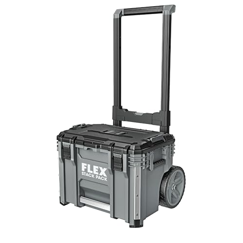 Flex - Stack Pack Roller Werkzeugkoffer - Organizer Aufbewahrung für Werkzeugset und Zubehör aus schlagfestem Kunststoff mit aluminiumverstärkten Ecken, Metallriegel und mehr von Flex