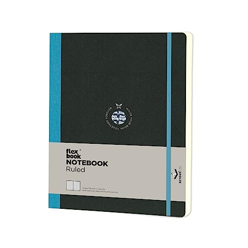 Flexbook - Notizbuch 17x24cm Taschenformat, 192 Seiten liniert, schwarz/blau von Flexbook