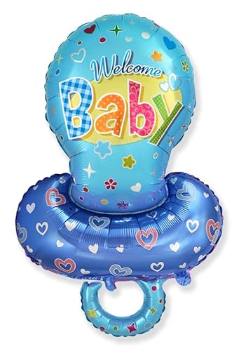 Flexmetal Baby-Schnuller für Jungen, Mädchen, XL, Superform, 101,6 x 58,4 cm, geeignet für Luft oder Helium, perfekte Geburtstagsparty-Dekoration (Blau/Junge) von Flexmetal