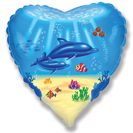 Flexmetal Delphin Happy Family Folienballons in Herzform, 45,7 cm, geeignet für Luft oder Helium, perfekte Dekoration für Geburtstag, Weihnachten, Party (Delfin-Familie) von Flexmetal