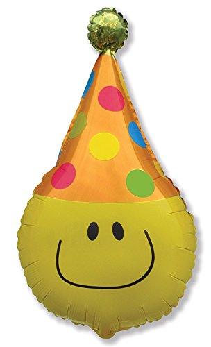 Flexmetal Lustiger Clown-Smiley Hut Folienballon 71,1 x 45,7 cm geeignet für Luft oder Helium Perfekte Geburtstagsparty-Dekoration 901684 von Flexmetal